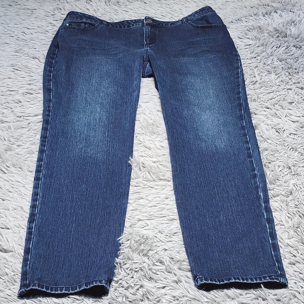 Chicos Platinum Denim Jeans Womens US 14 Chicos 2.5 Blue Slim Fit Cotton Stretch